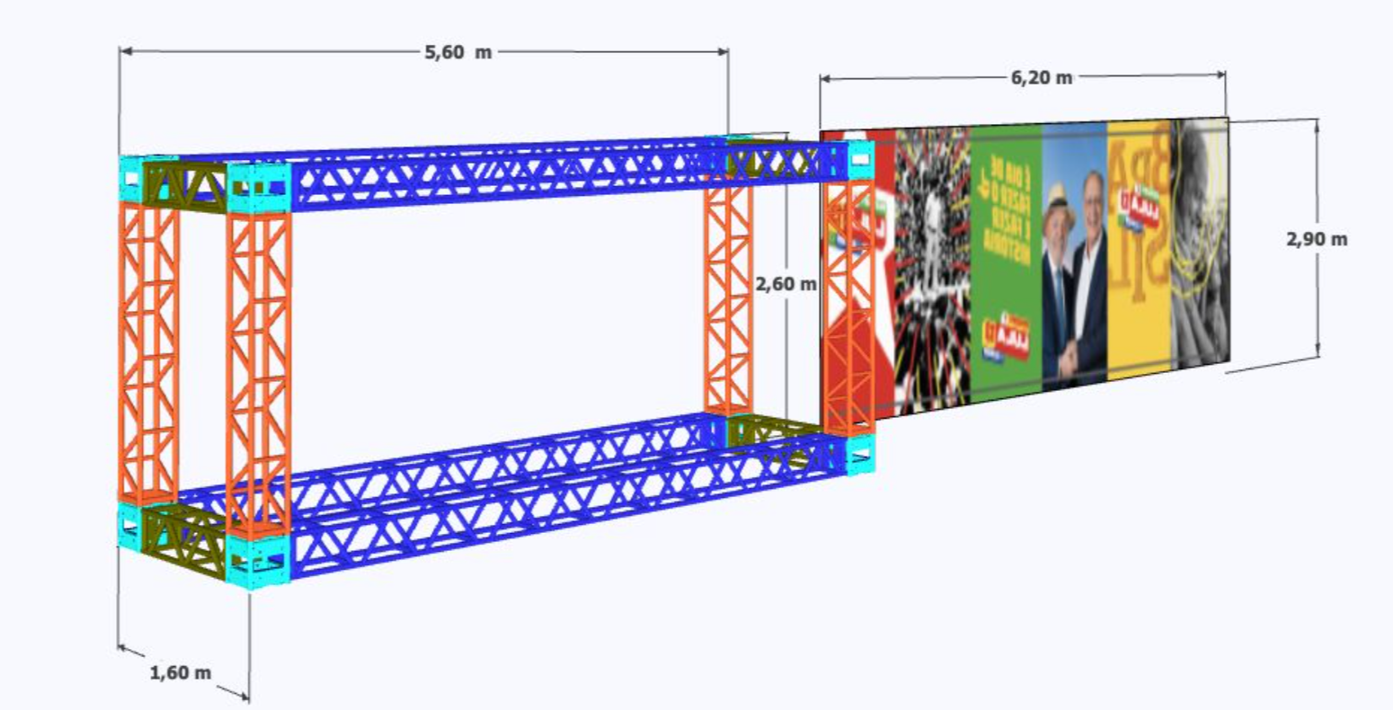 Backdrop área público — estrutura, perspectiva