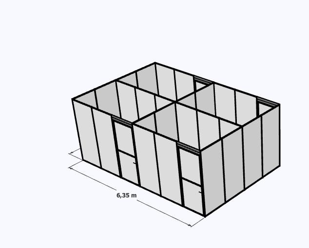 Apoio de serviços — planta 3D isométrica de referência