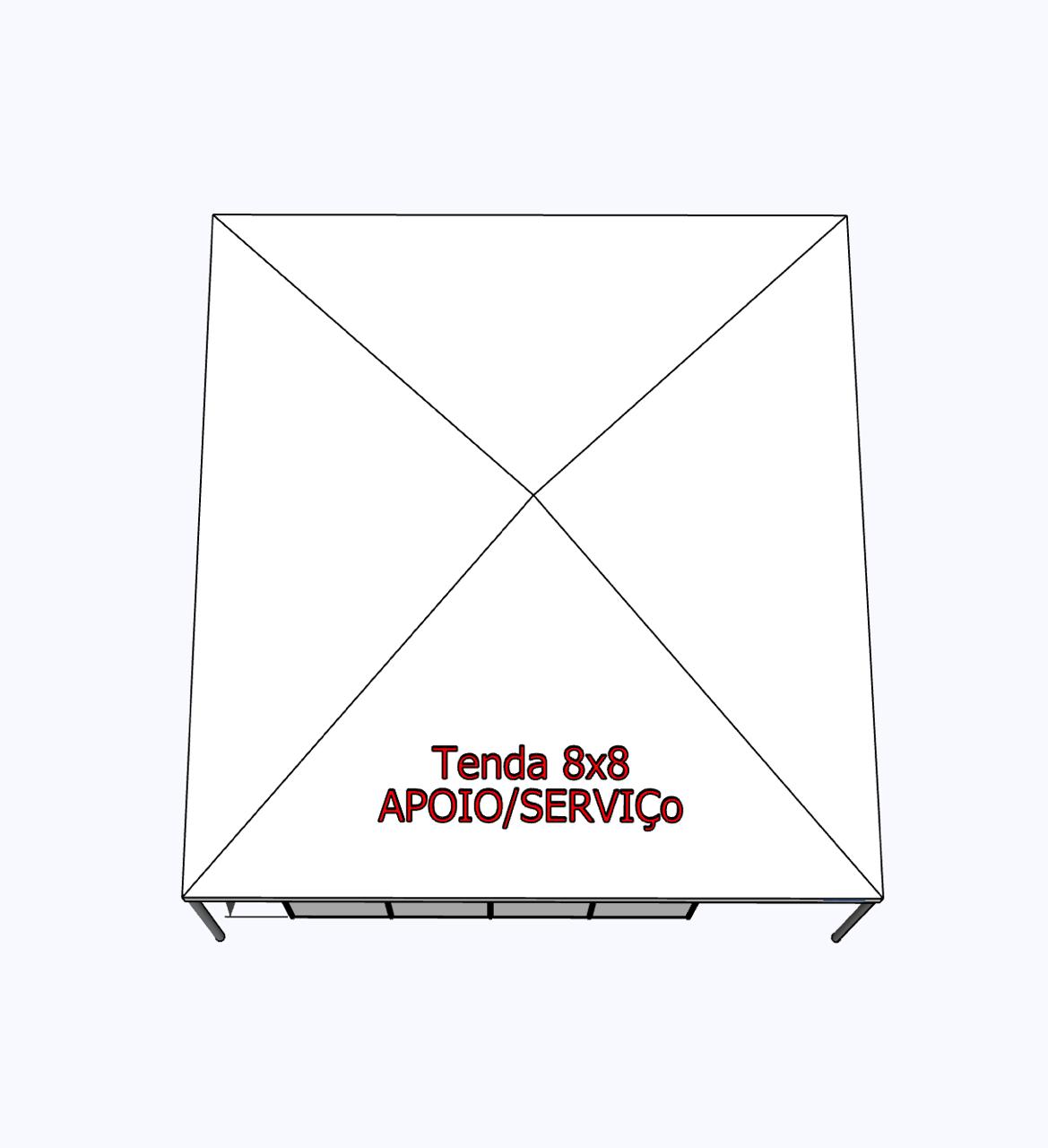 Apoio de serviços — tenda 8×8m de referência